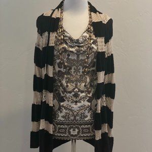 Cream and Black Knit Cardigan